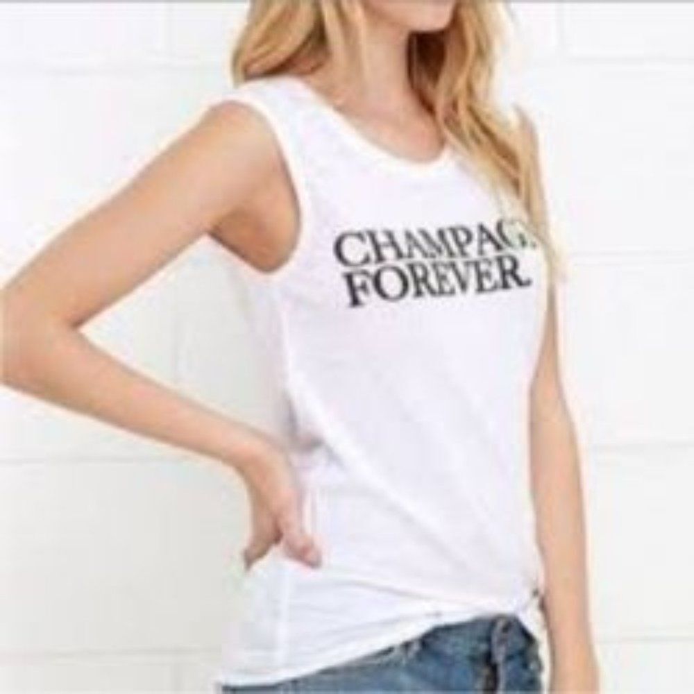 Chaser Champagne Forever Muscle Tank White Size Medium